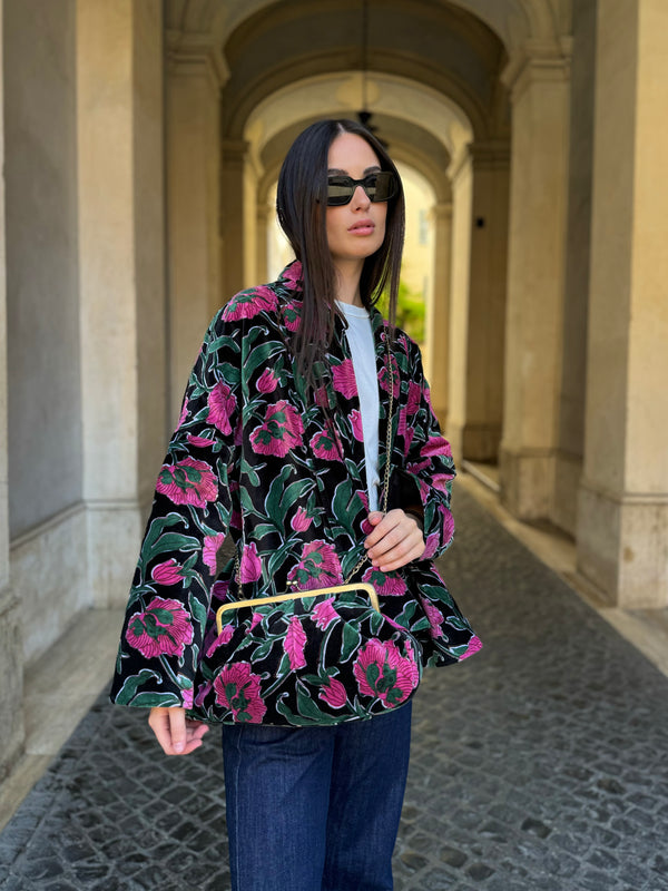 ARTEFILIA-MILANO - borsa velluto stella - RIALTO NERO