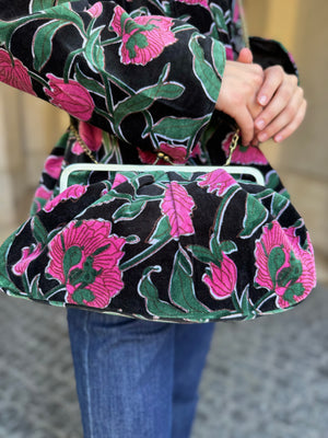 ARTEFILIA-MILANO - borsa velluto stella - RIALTO NERO