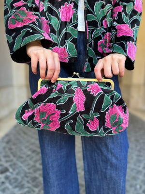 ARTEFILIA-MILANO - borsa velluto stella - RIALTO NERO