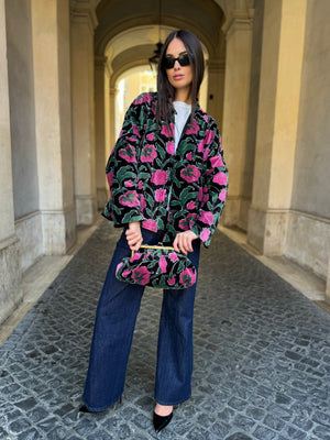 ARTEFILIA-MILANO - borsa velluto stella - RIALTO NERO