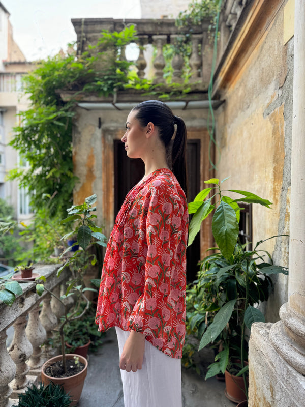 Artefilia - Blusa In mussola di cotone Eva -  ARANCIO TAORMINA