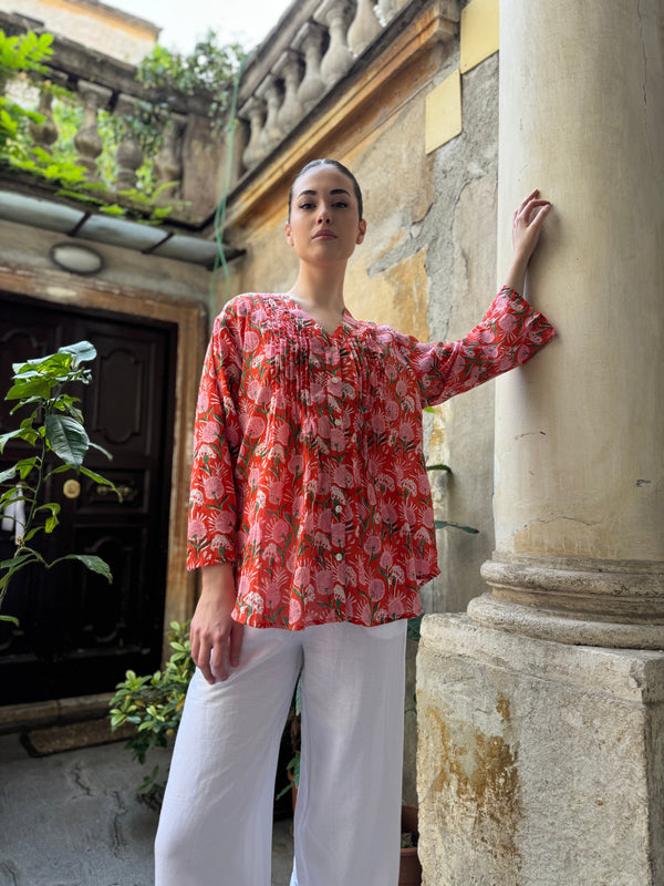 Artefilia - Blusa In mussola di cotone Eva -  ARANCIO TAORMINA