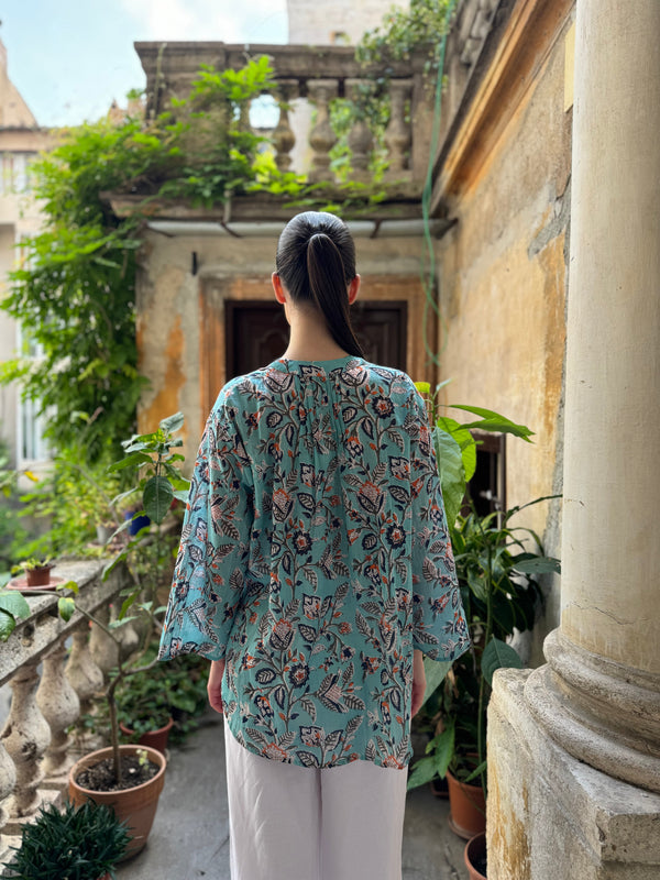 Artefilia - Blusa In mussola di cotone Eva -TURCHESE BAIA