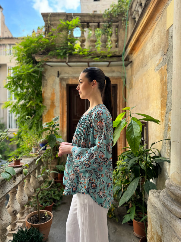 Artefilia - Blusa In mussola di cotone Eva -TURCHESE BAIA