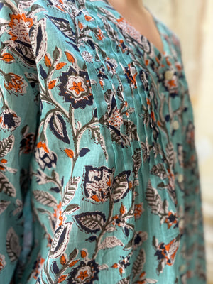 Artefilia - Blusa In mussola di cotone Eva -TURCHESE BAIA