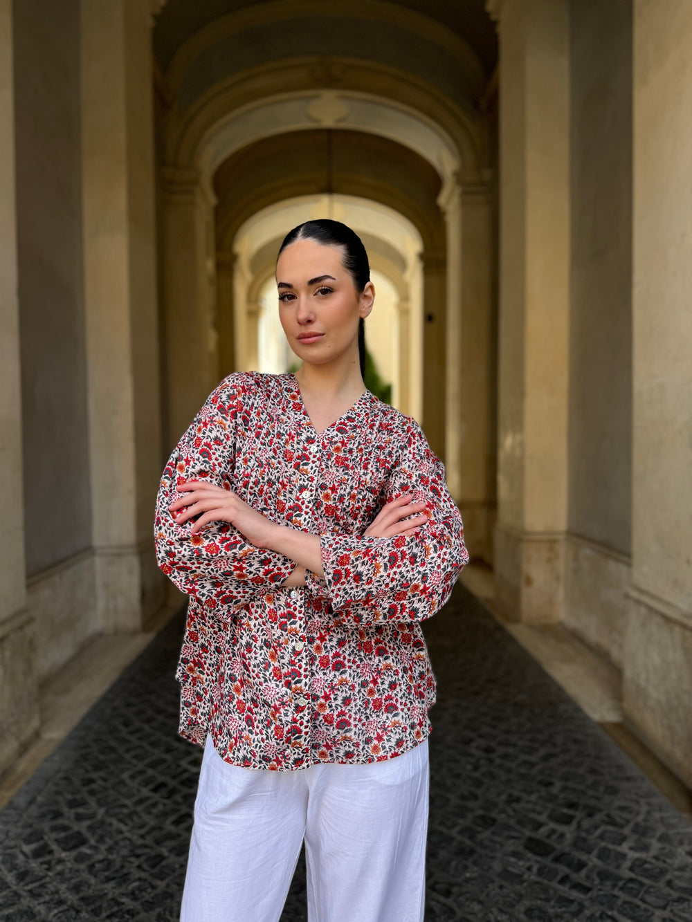 Artefilia - Blusa In mussola di cotone Eva - BIANCO MUGHETTO