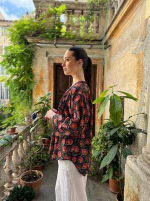 Artefilia - Blusa In mussola di cotone Eva- BLU IBISCO