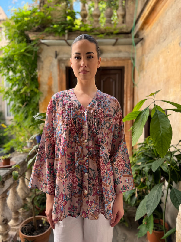 Artefilia - Blusa In mussola di cotone Eva - ROSA TROPEA