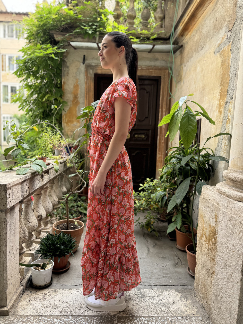 Abito Artefilia - Mirta In mussola di cotone - ARANCIO TAORMINA